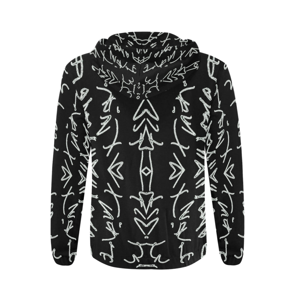 Texts All Over Print Full Zip Hoodie